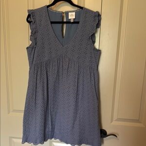 Light Blue Eyelet V-Neck Sundress